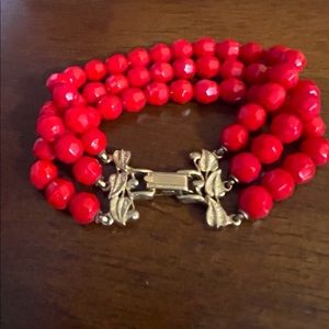 Triple Strand Beaded Leaf Bracelet